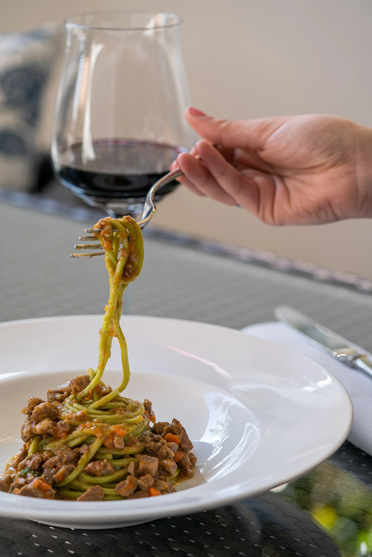 taglierini verdi spinaci agnello